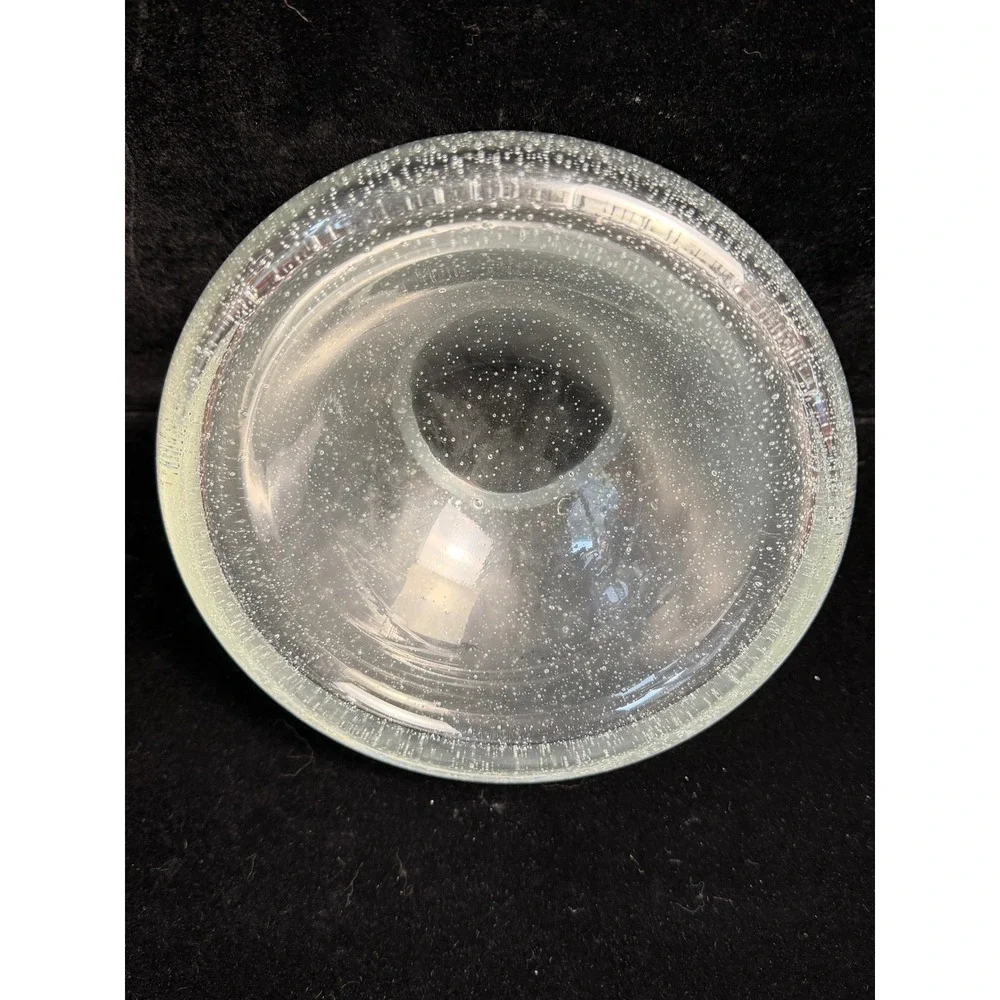 Hand Blown‎ Clear Controlled Bubble Glass Bowl Bullicante Art Glass Centerpiece